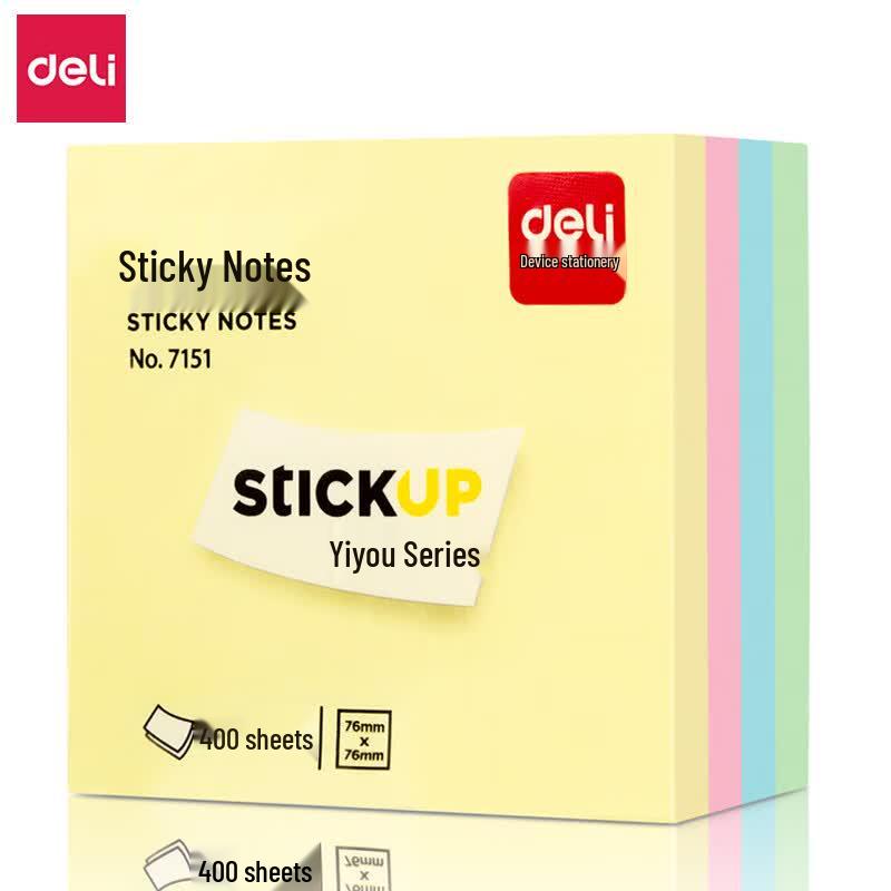 Deli 76x76mm Square Sticky Notes, 400 Pages