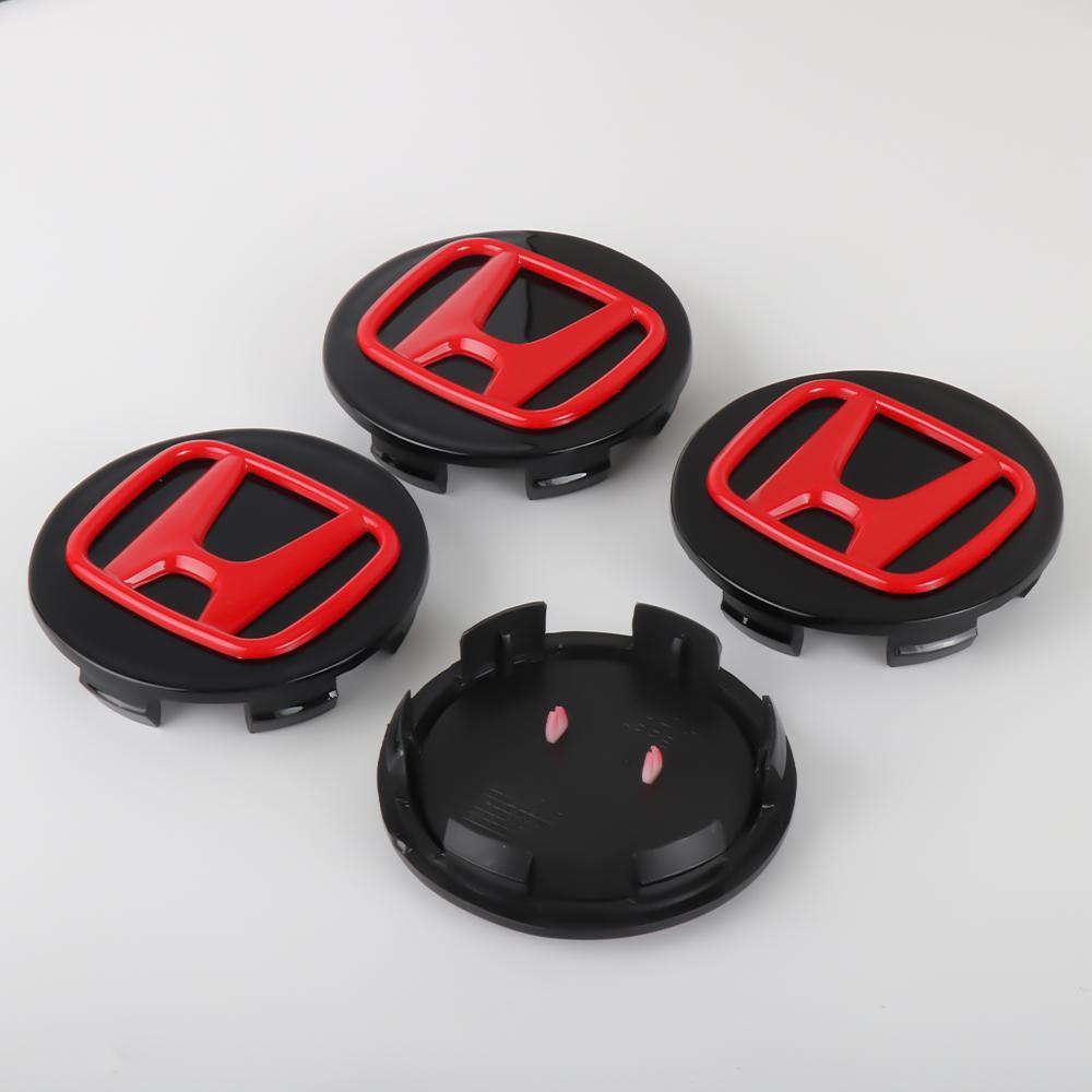 AAADF1 4Pcs 58/69MM Car Wheel Center Cap Hub Covers Badge For Honda City HR-V Jazz Accord Civic CR-V Fit Insight Mugen Typer Vezel RR