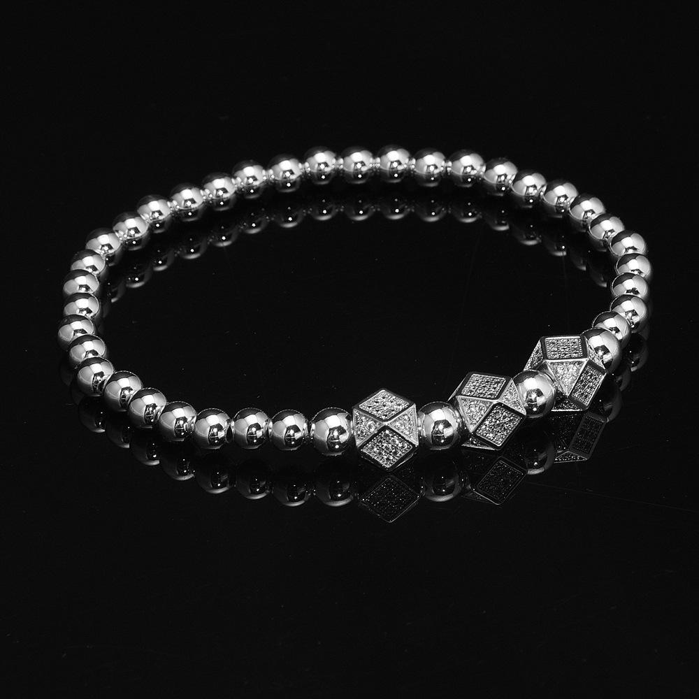 2026 Stretch 3-piece Crown Bracelet Micro-inlaid Bent Pipe Bracelet European and American Style Jewelry