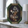 EightSided Picture Frame Floral Border Resin Photo Toned 6 Inch Black