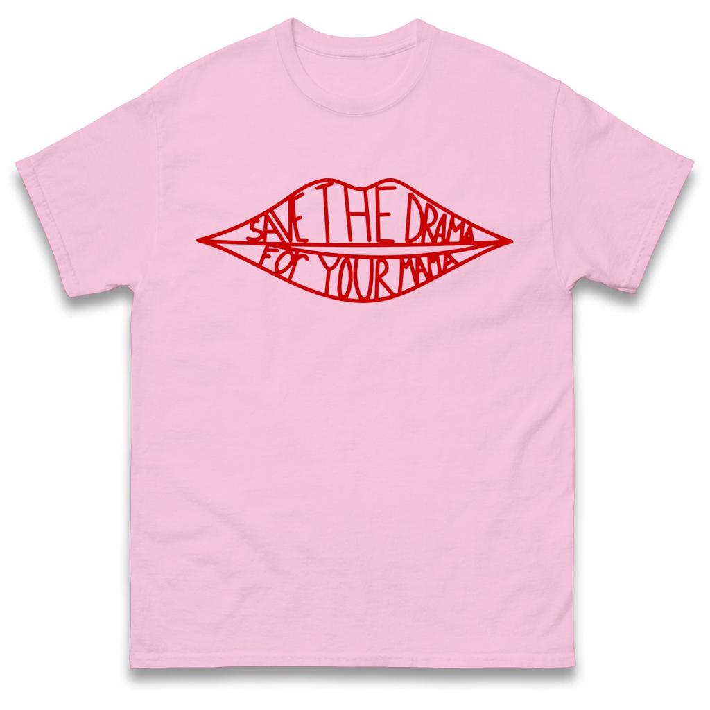 Unisex Unisex Save The Drama For Your Mama Rote Lippen Grafik T-Shirt Frecher Spruch Streetwear Lässig Kurzarm Baumwolle Oberteile