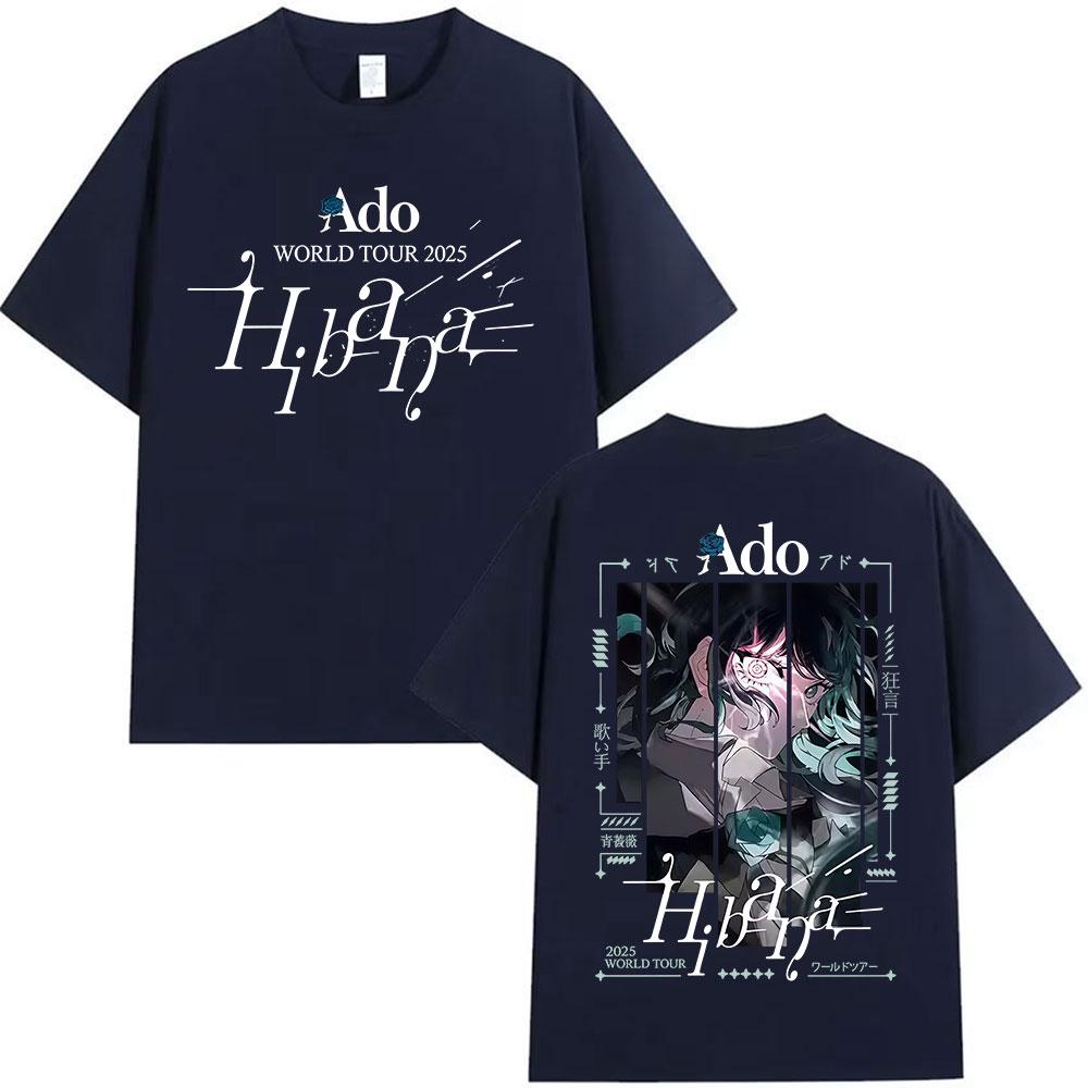 Springsummer Japanese Ado Hibana WORLD TOUR New TShirts Men Women Clothing Gothic Fashion Short Sleeve Pure Cotton Printed Top