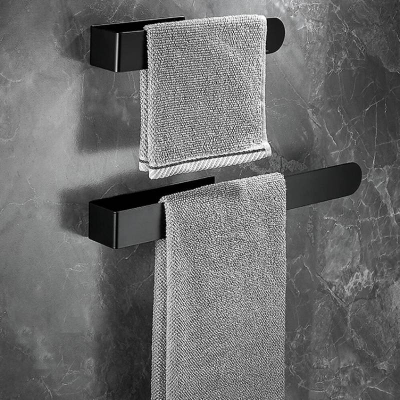 Modern Black Stainless Steel Towel Bar Wall Mount For Bathroom And Kitchen Use