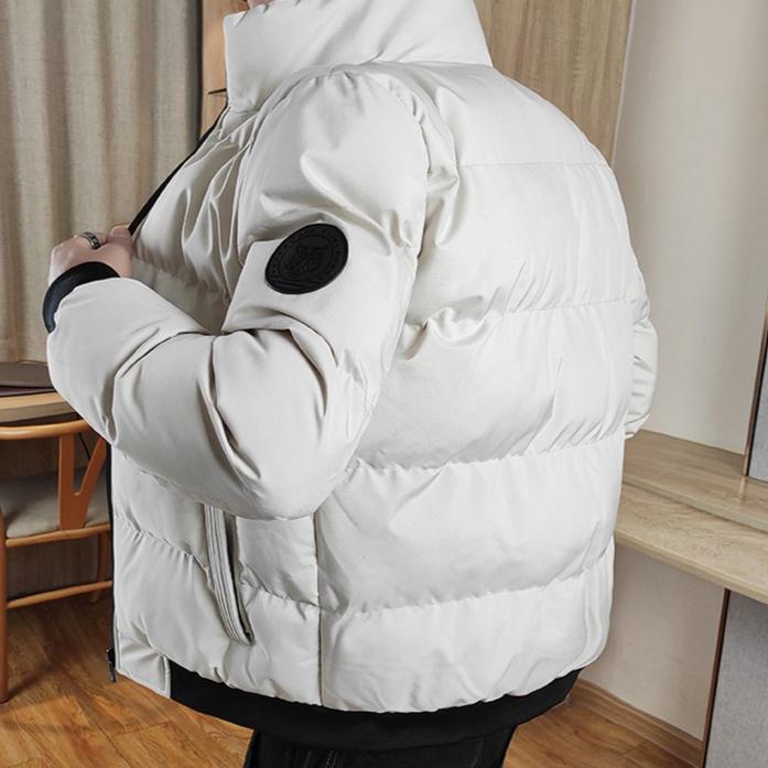 Men's Down Jacket Thickened and Warm Cotton Jacket for Autumn and Winter Pure Color Loose Down Jacket