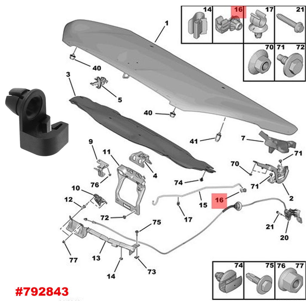 Car Bonnet Rod Support Stay Clip Holder For Citroen Berlingo C3 C4 C-Elysee For Peugeot 2008 208 301 308 Partner 792843