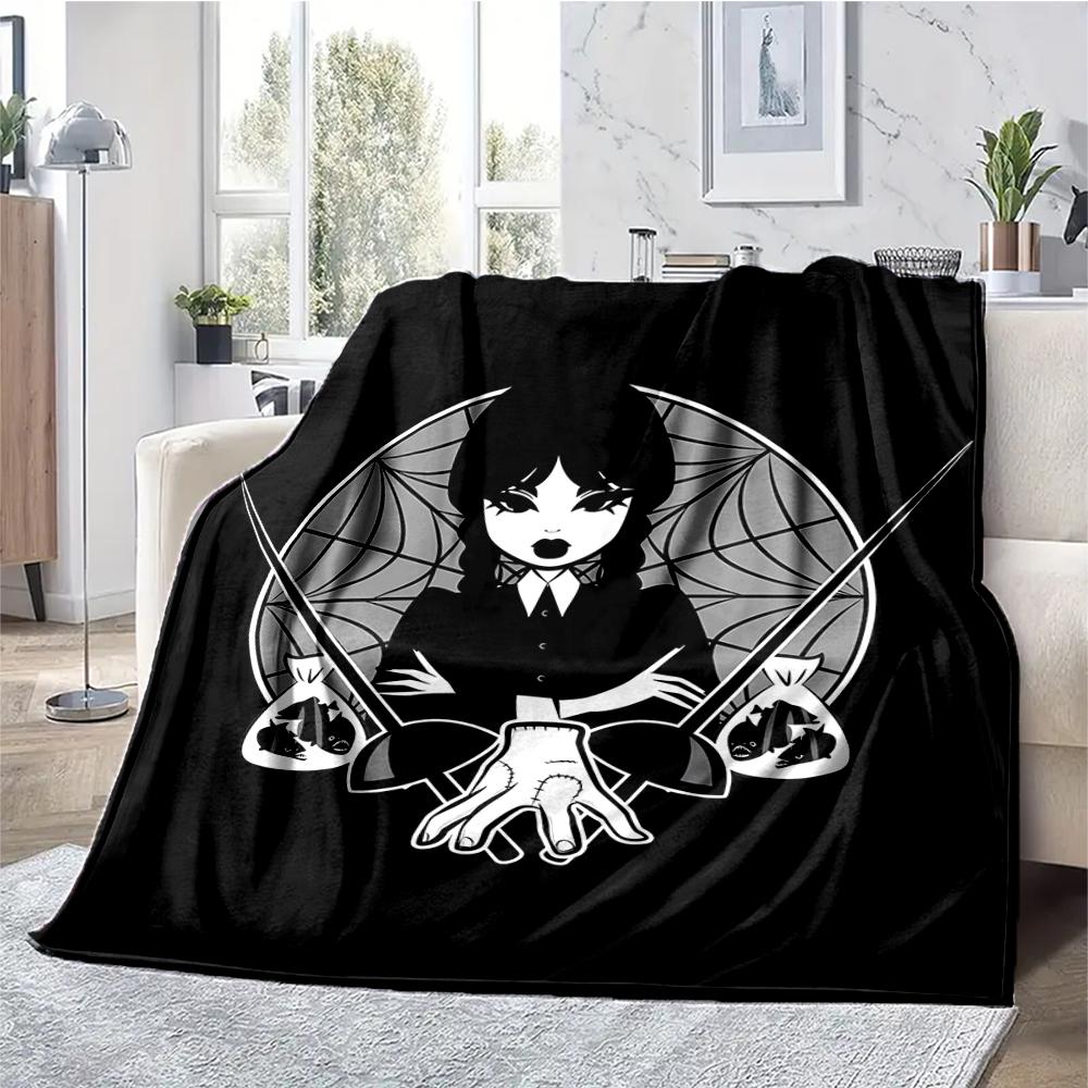 Wednesday Theme Printed Blanket - Perfect for Couch, Bed, Travel & Outdoor Use | Machine Washable, Cozy & Durable.