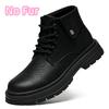 Fashion Fashion Men's Casual Genuine Leather Chelsea Boots Design High Top Shoes Men Winter Plush Snow Boots Classic Comfy Ankle Boots