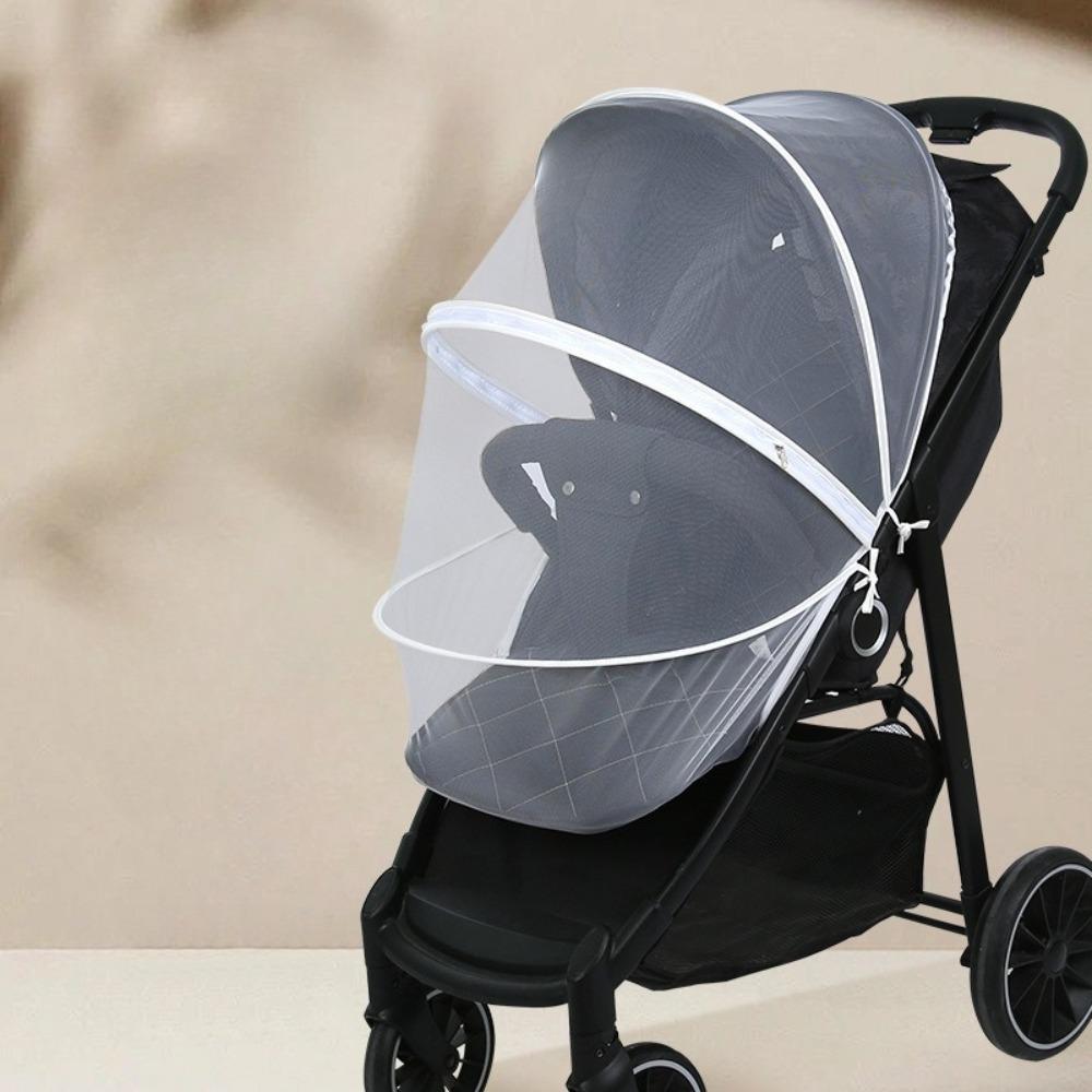 Breathable Mesh Stroller Mosquito Cover with Zipper Baby Bug Cover Accessories белый