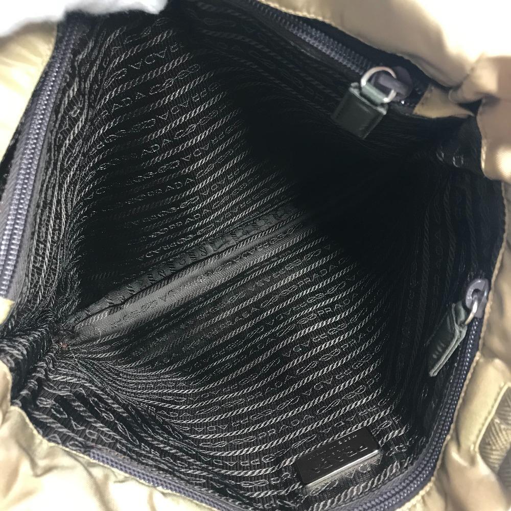 PRADA B9223 triangle logo Vertical Tote Bag Shoulder Bag Nylon Beige
