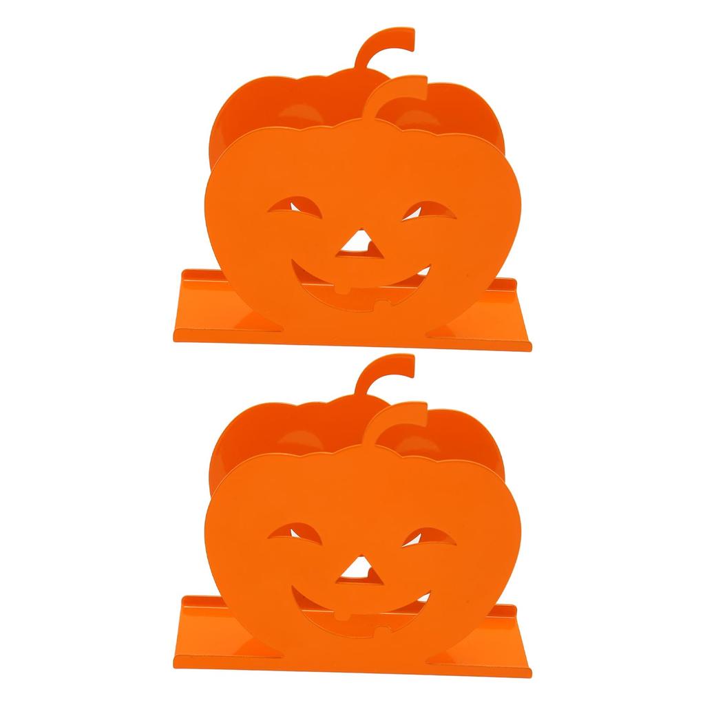 2pcs Cute Pumpkin Napkin Holder  Iron Paper Napkin Holder Hollow Decorative Tissue Dispenser 