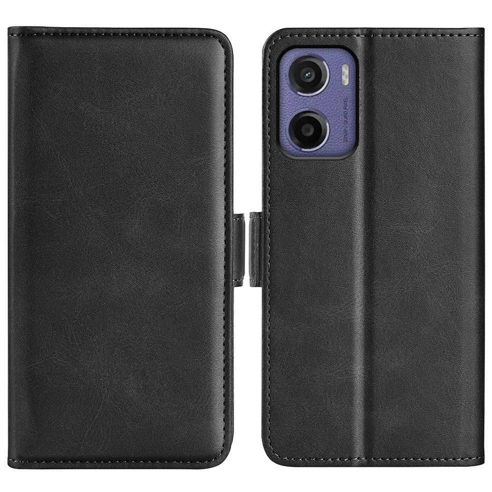 For Motorola Moto E15 4G Stand Case Calf Texture Leather Wallet Phone Cover
