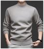 Men's Fleece-Lined Half-High Neck Sweater: Warm, Thick, Knitted Pullover for Autumn & Winter.