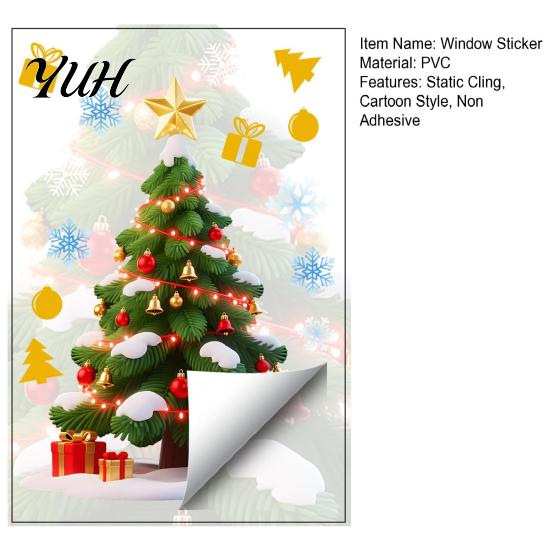 Holiday Gift for Friends Christmas Window Cling, Santa Climbing Rope Sticker, Removable Static Cling Claus Wall Decals PVC Tree Decal Glass