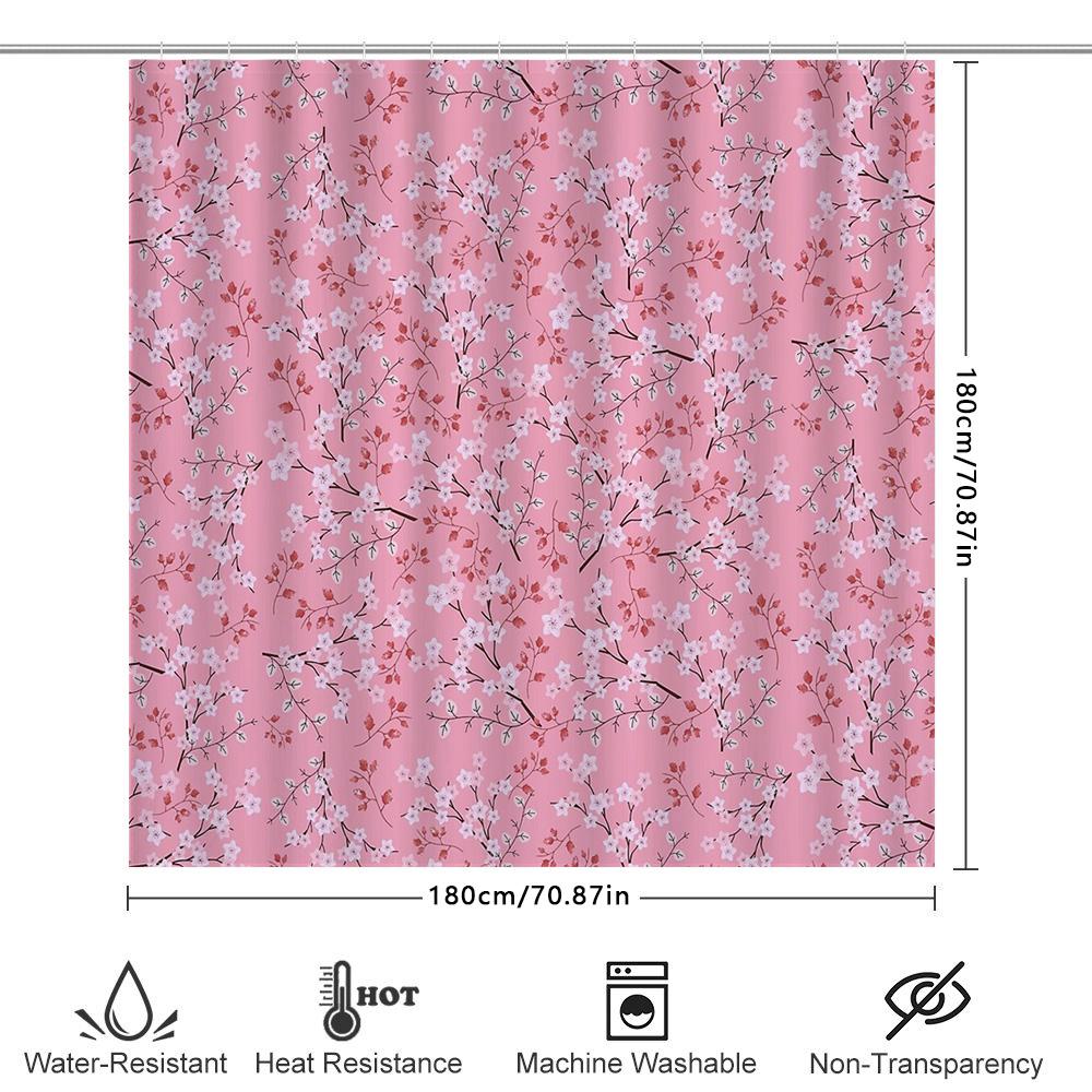 Floral Shower Curtain Botanical Flowers Patterned Fabric Bathroom Decor Washable Waterproof Vintage Farmhouse Style Home