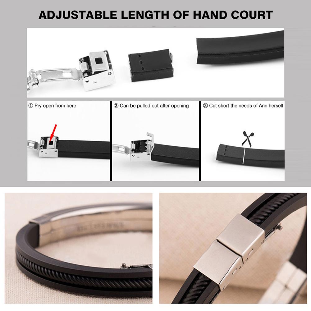 Men's Metal Silicone Bracelet Adjustables All-Match Lightweight Wrist Band For Man For Daily Wear Party Dating Outdoor Travel