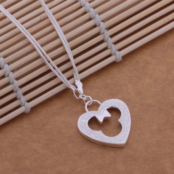 925 Sterling Silver Plated Korean Heart Mickey Necklace by Xianmei