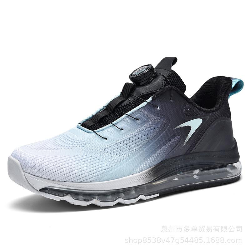 Extra Large Size Men's Rotating Button Full Palm Air Cushion Can Be Worn In All Seasons, Casual Shoes, Fly-woven Breathable Sports Running Shoes
