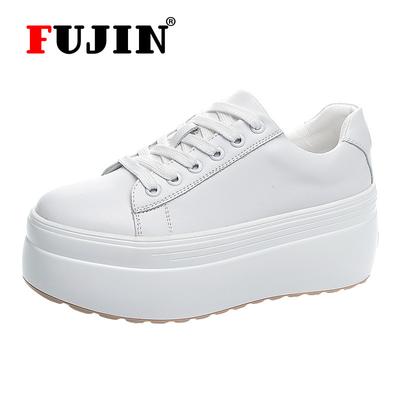 Fujin Super High Heel-Plattform-Damen-Freizeitschuhe, klobige Turnschuhe, Sport-Laufschuhe, Weiß