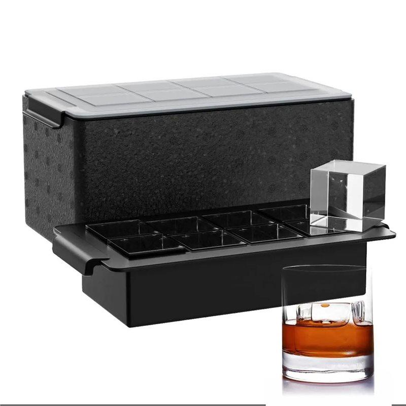 

ABUL-For Bourbon For Whiskey Clear Ice Cube Tray-2 Inch-Square Ice Cube Maker For Old Fashioned Whisky чорний