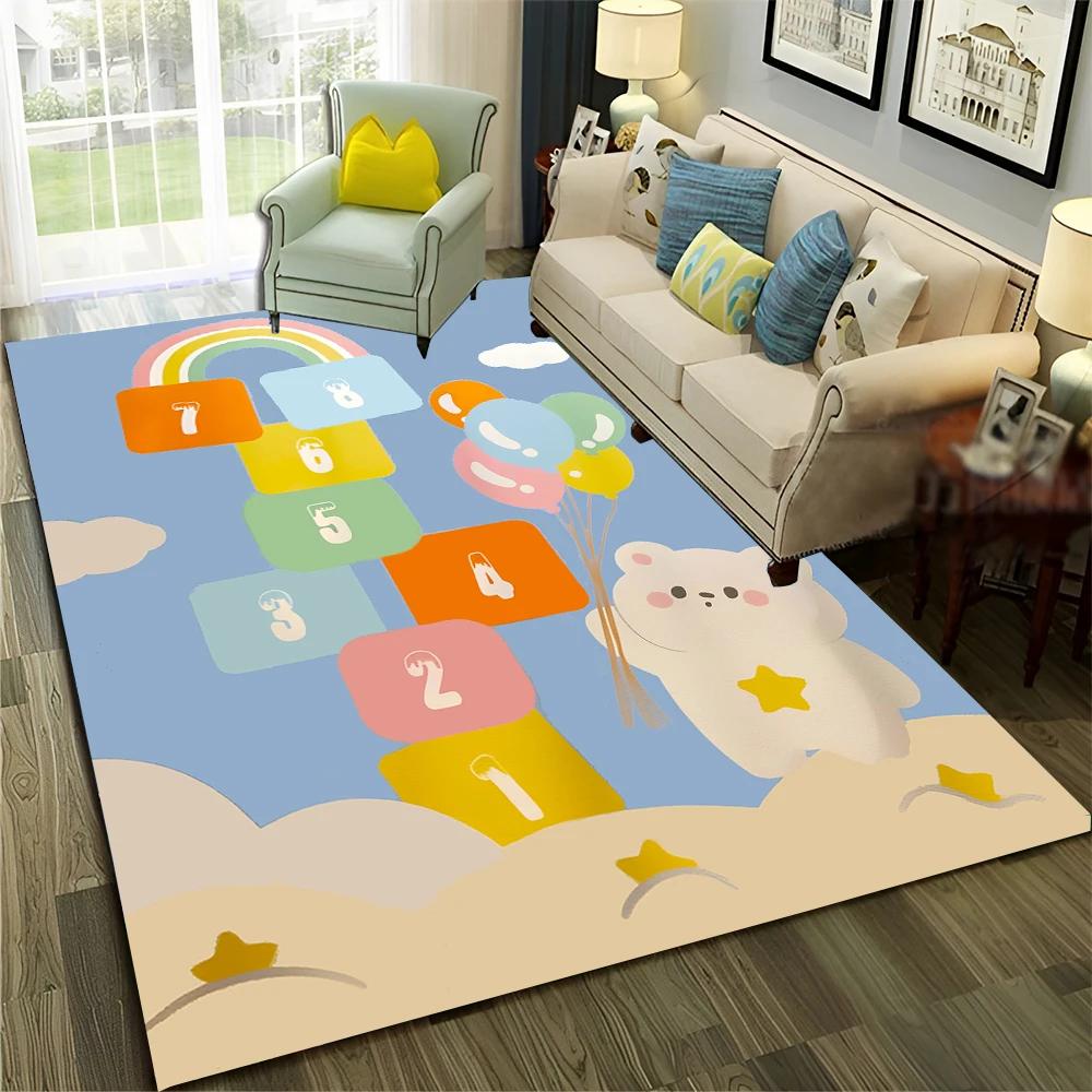 27 Stil Hüpfspiel Kinder Digitale Spiele Junge Mädchen Cartoon Teppich Teppich für Zuhause Wohnzimmer Sofa Fußmatte Dekoration,Rutschfeste Bodenmatte