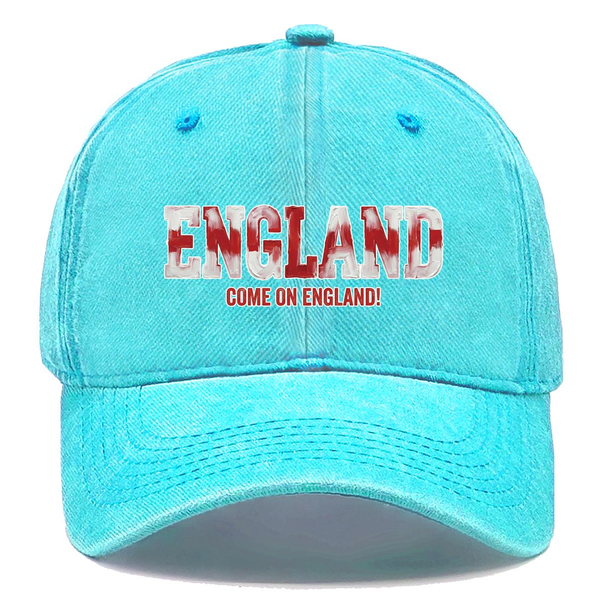 

ENGLAND COME ON ENGLAND Flag Printed Baseball Cap , Adjustable Sun Hat Retro Inelastic Solid Color Curved Brim Sports Hat as the picture синій