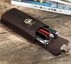 Handgefertigte Leder Stifte Aufbewahrungsbox Tragbar 3-Schlitz Display-Etui für Abnehmbare Füllfederhalter Organizer CF9052