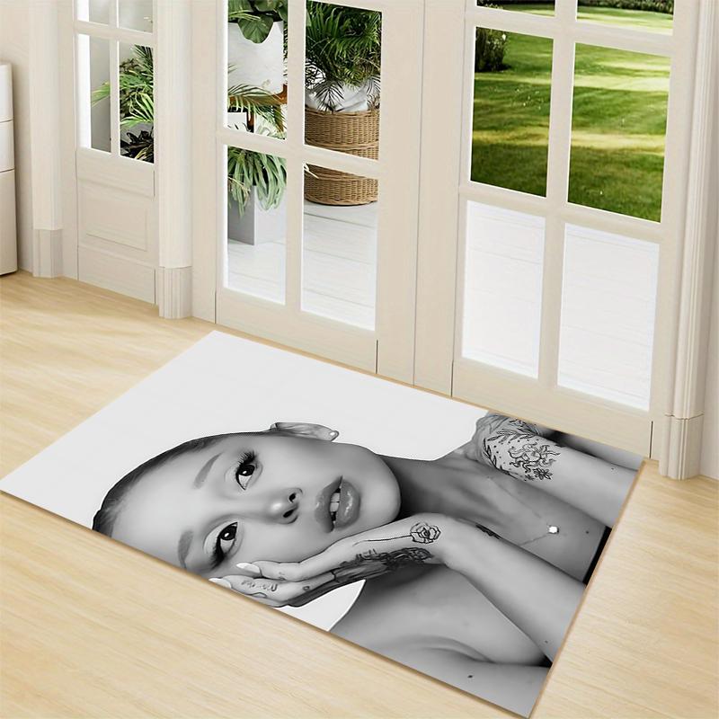 Black White Portrait Carpet Rug Soft Washable Antislip Home Living Room Sofa Mats Personalized Christmas Rug