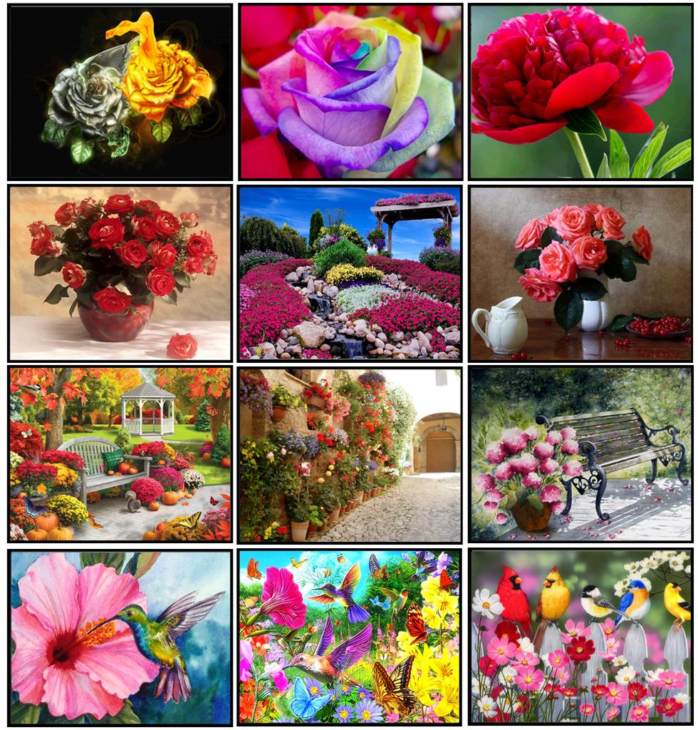 5D Diamantové malování Váza s růžemi DIY Dekorativní diamantové malování Pták Květina Křížková výšivka Zahrada Diamantová výšivka Domácí dekorace