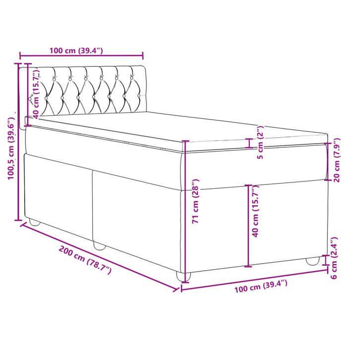 VidaXL Sommier à lattes de lit avec matelas Gris foncé 100x200cm Tissu 3288899