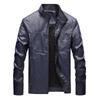 Spring and Autumn Men's Stand Collar Solid Color Motorcycle Pu Leather Jacket Large Size Leather Jacket for Men
