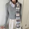 Thickened Rainbow Striped Scarf Plush Winter Shawl Fashion Cashmere Knitted Scarf  Women