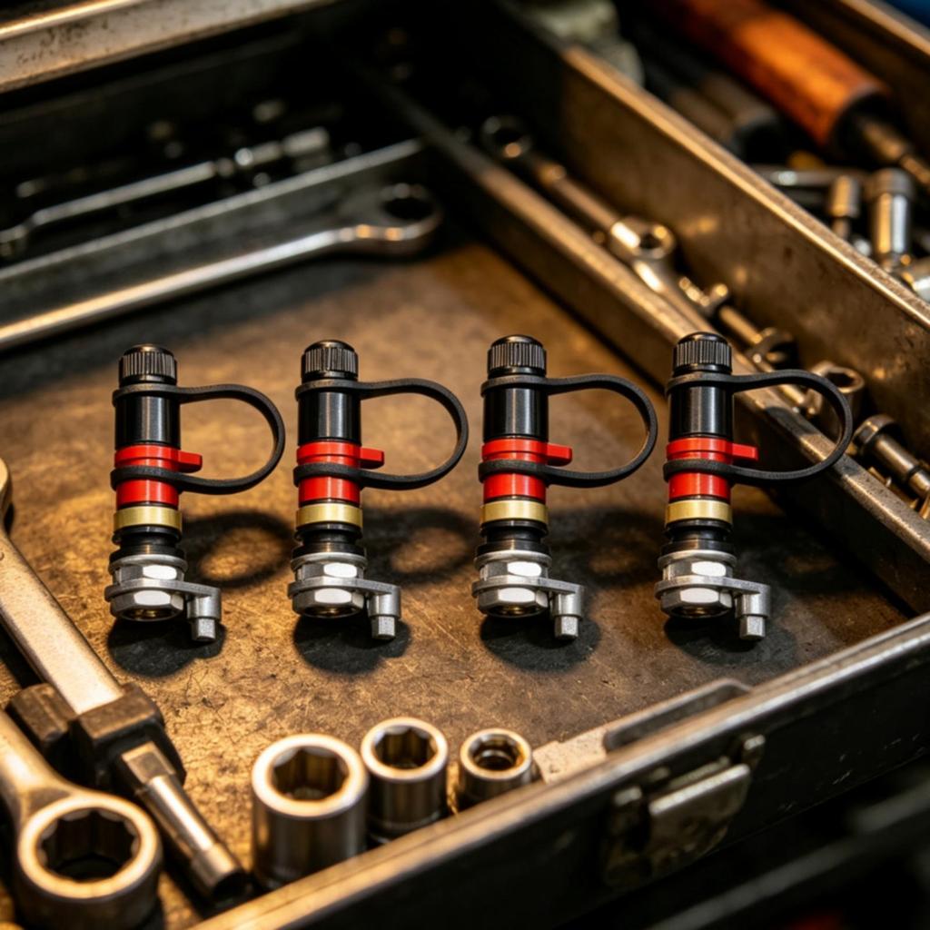 4 Pieces Rapid-Release Tire Deflation Pressure Control Device Tethered Cap