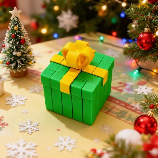 Gift Box Fidget Toy 3D Printed Christmas Ornament Transformable Gift Box Stress-Relieving Toy Stocking Stuffer for Teens And Adults Holiday Decoration
