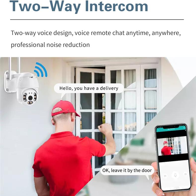 200W 8 Lights PTZ Camera Wifi Outdoor Waterproof Infrared Night Vision Real-time Reminder Two Way Audio Built-in AP Hotspot APP Remote Control