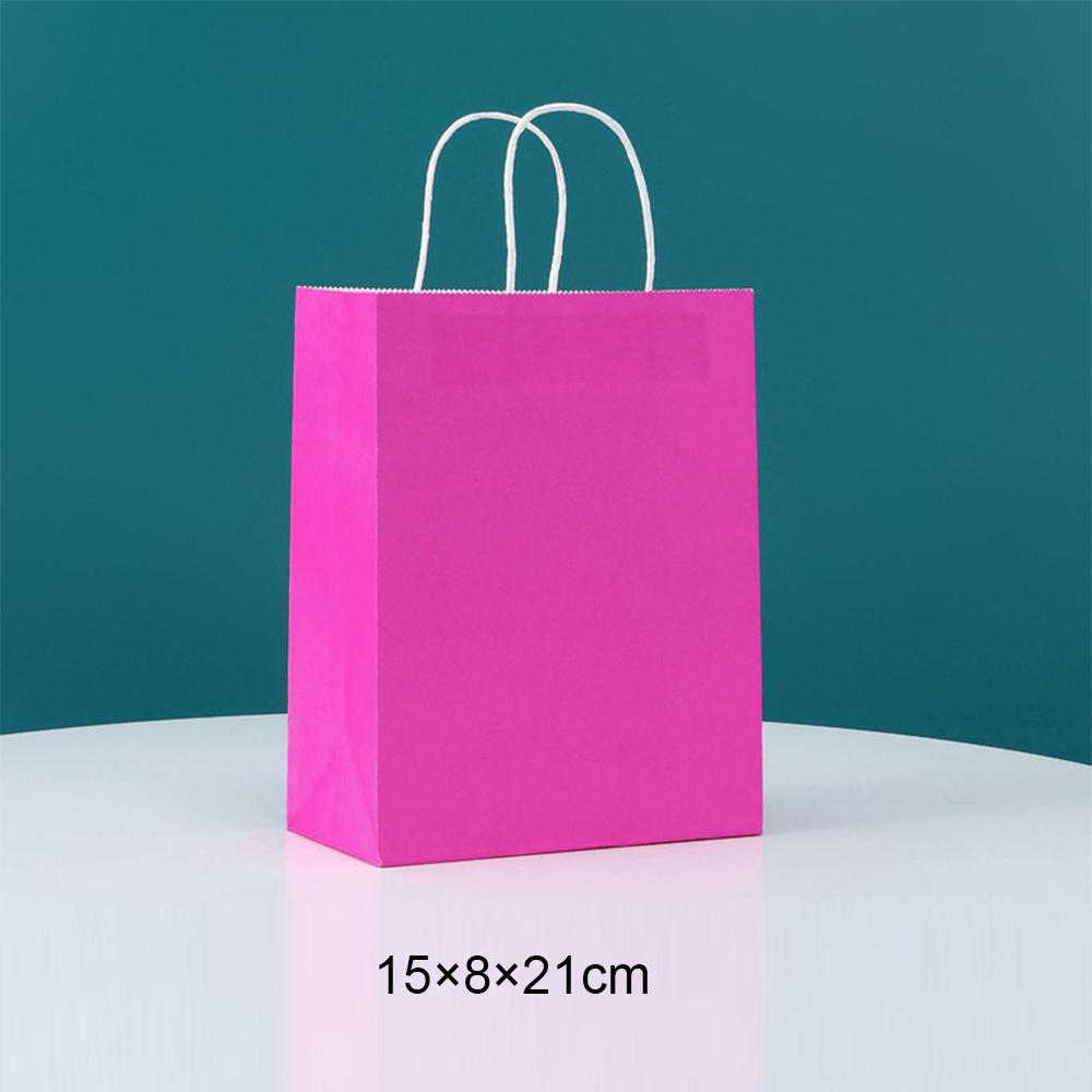 10/20/30/40/50pcs Candy Colorful Shopping Bags With Handle for Wedding Birthday Party Decoration Kraft Paper Bags Gifts Supplies