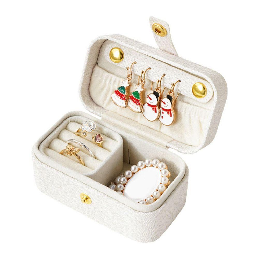 PU Leather Ring Necklace Case Solid Color Jewelry Display Case Simple Earrings Holder  Travel
