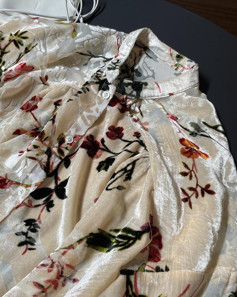 Τοπ Ντραπέ με Βελούδινη Ρετρό Καλοκαιρινή Εκτύπωση Λούβρου - Στυλ Κορεατικού Παλατιού, Χαλαρή Εφαρμογή για Γυναίκες