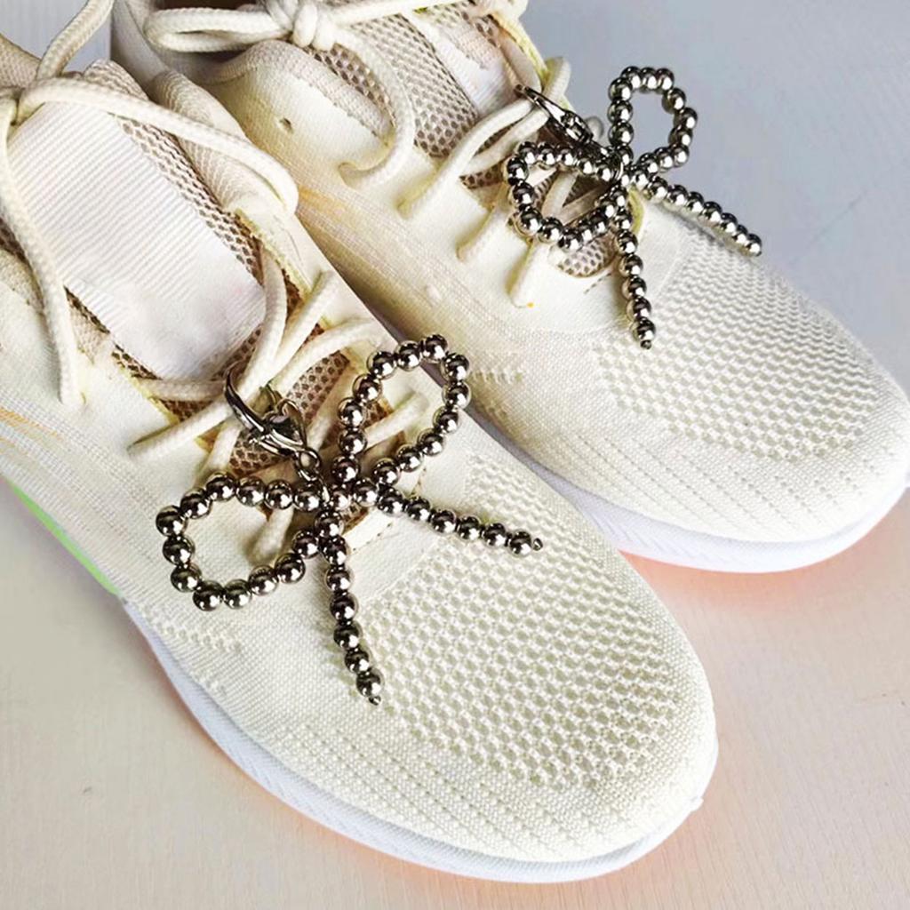 Shoe Charm Detachable Shoe Decorations Fahion Pearls Beaded Bowknot Shoe Charm Pendant Shoe Decorative Accessories