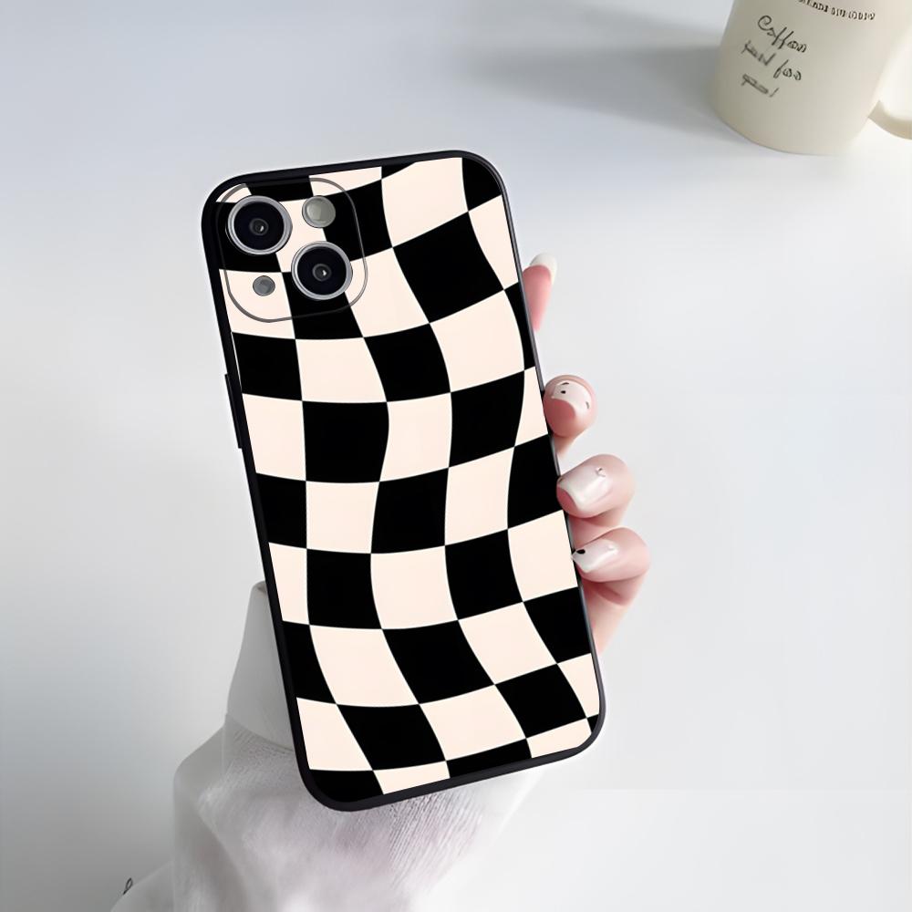 C-Checkerboard Phone Case For IPhone 17 Pro Max 15 Pro 16 14 Plus 12 13 Mini 11 Pro Shockproof Soft Cover