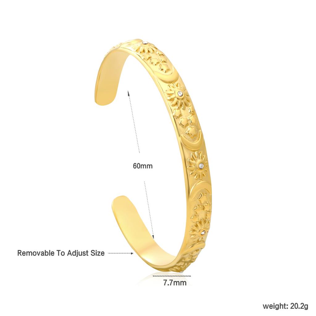 Vintage Geometric Open Cuff Bracelet Fashionable Personalized Jewelry High-End Gold Tone Bangle