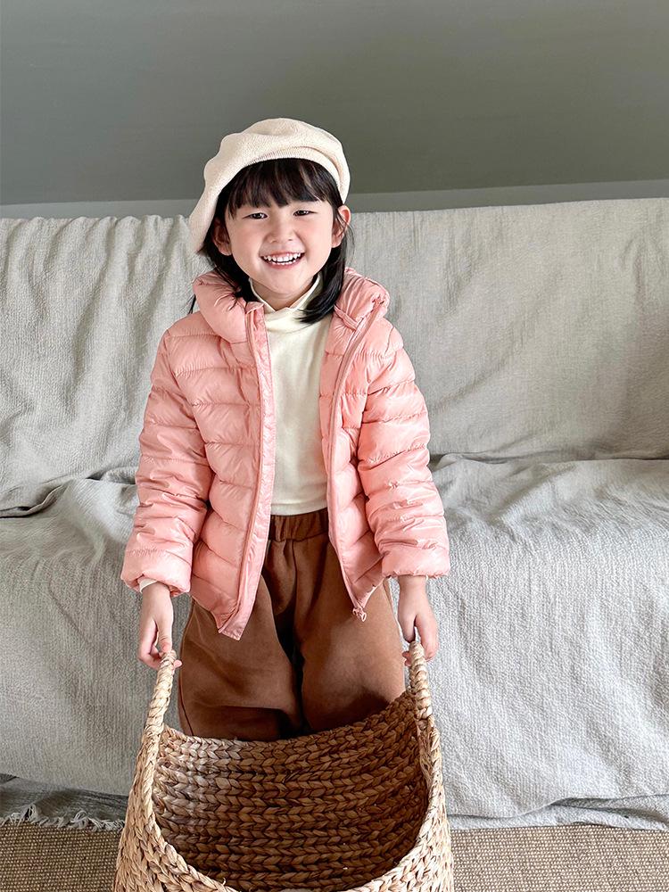 Piumino Leggero per Bambini: Capispalla con Cappuccio a Colore Unito per Bambini Piccoli