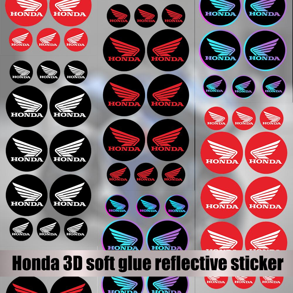BXK3 3D Car Logo Stickers Suitable for Honda Motorcycle Reflective Waterproof Motorcycle Racing Decorative Soft Adhesive Stickers
