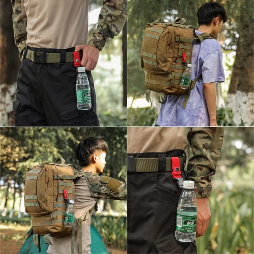 SHULLIN 4-Piece Drink Holder Set with Removable Nylon Bottle Holder and Hooks. Lightweight, Portable, and Easy to Use. Ideal for Outdoor Activities, C