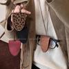 Geantă de ochelari din piele leopard cu colier de frânghie și lanț de pulover Maillard vintage - stil european și american de ultimă generație