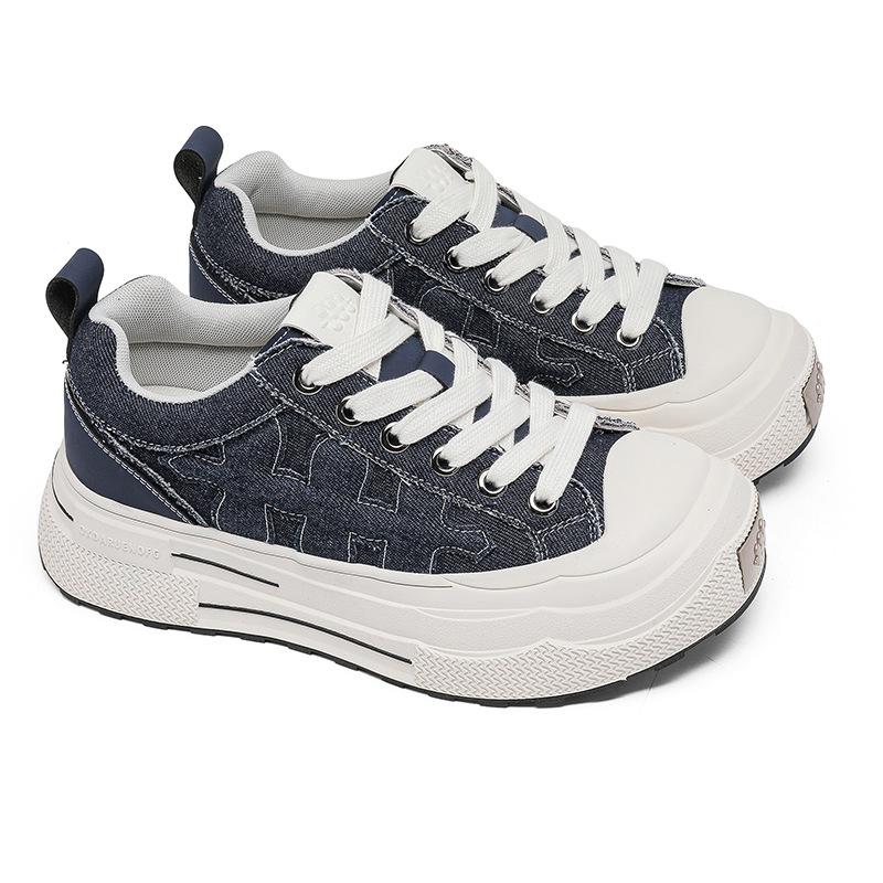 58129 Ensemble Series Plum Blossom Board Shoes Guochao Niche Design Thick-soled Heightening Canvas Shoes for Men and Women Couples