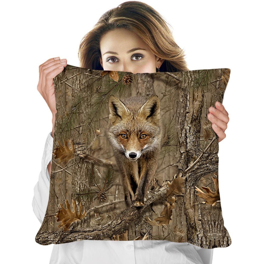 Animal Pillowcase Beautiful Wild Boar Hunting Reversible Printed Cushion Cover Home Fun Throw Pillow