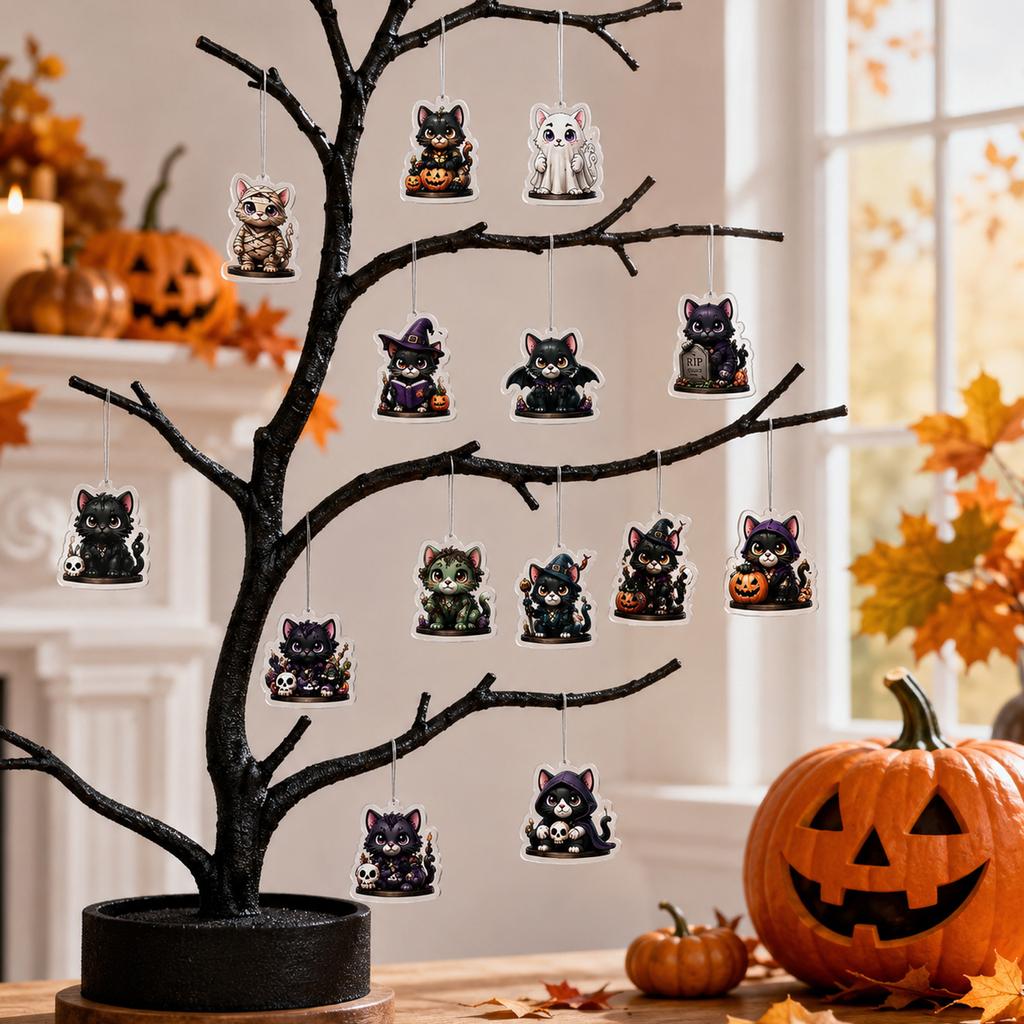 Halloween Acrylic Calendar Countdown Decoration with Designs for Home Party Table Decor
