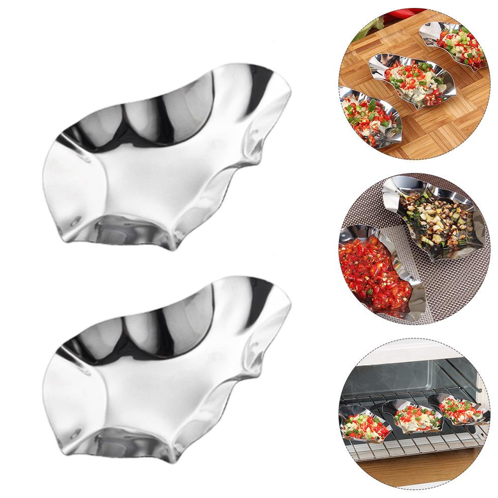 Oyster Dish Unique Sauce Dishes Stainless Steel Shells Dipping Bowls Reusable Seasoning Trays Food Serving Dinner Plate