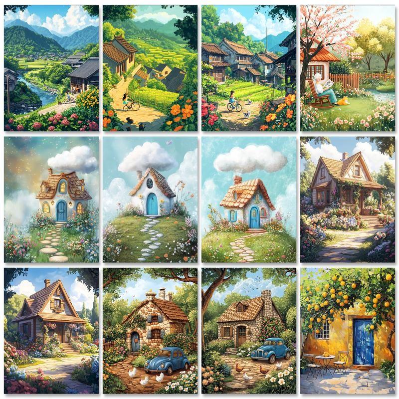 CHENISTORY 40x50cm Kits de Pintura por Números Para Adultos Paisaje Pintura Acrílica Colorear Sobre Lienzo Kits de Inicio Para Regalo DIY
