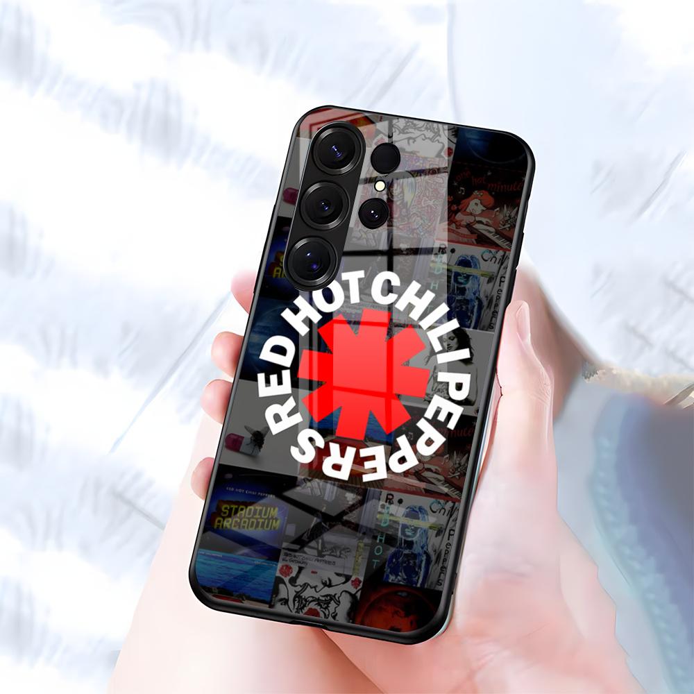 Heißer Chili P-Peppers Band Handyhülle Für Samsung S26 S25 S24 FE S23 S22 S21 Plus S20 Ultra Note20Ultra Schwarzes Glas Cover